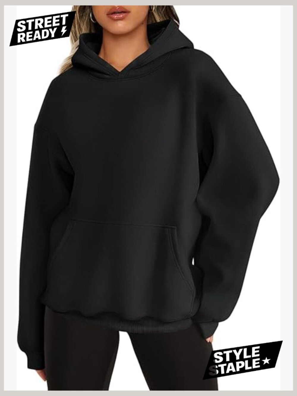 Oversized Letter Print Hoodie Graphic Fleece Sweatshirt with Pocket
